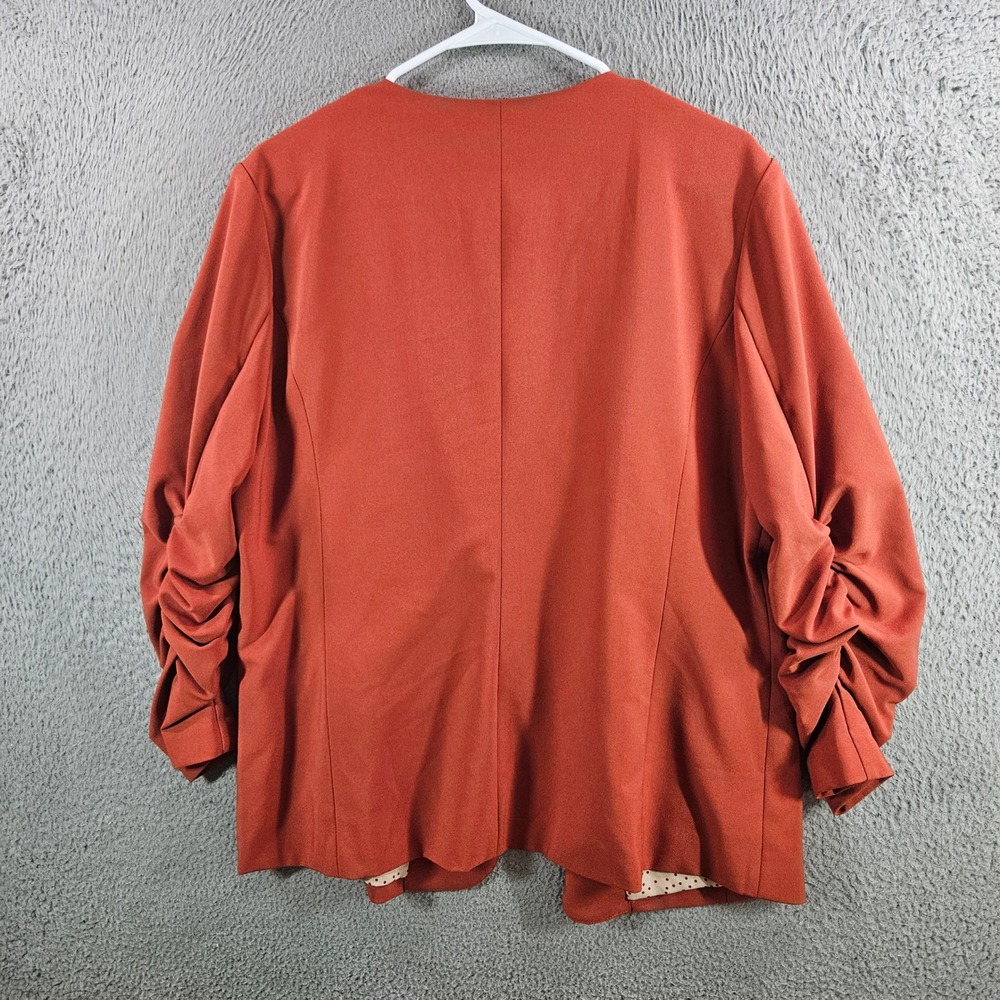 Skies Are Blue Ruched Sleeve Blazer Burnt Orange Polka Dot Lining Womens XL - Picture 6 of 9